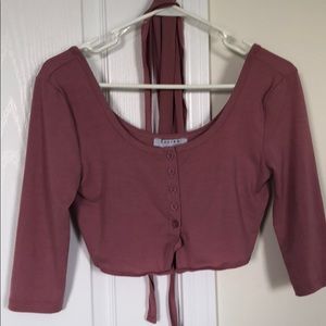 Mauve, 1/3 length sleeve. crop top